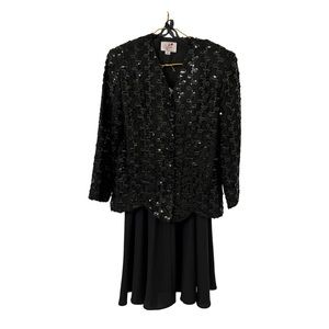Vintage Caron 80s 90s Sequin Blazer Jacket and Skirt Set Cosplay Party